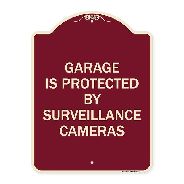 Signmission Garage Is Protected by Surveillance Cameras Heavy-Gauge Aluminum Sign, 24" H, BU-1824-23937 A-DES-BU-1824-23937 - main